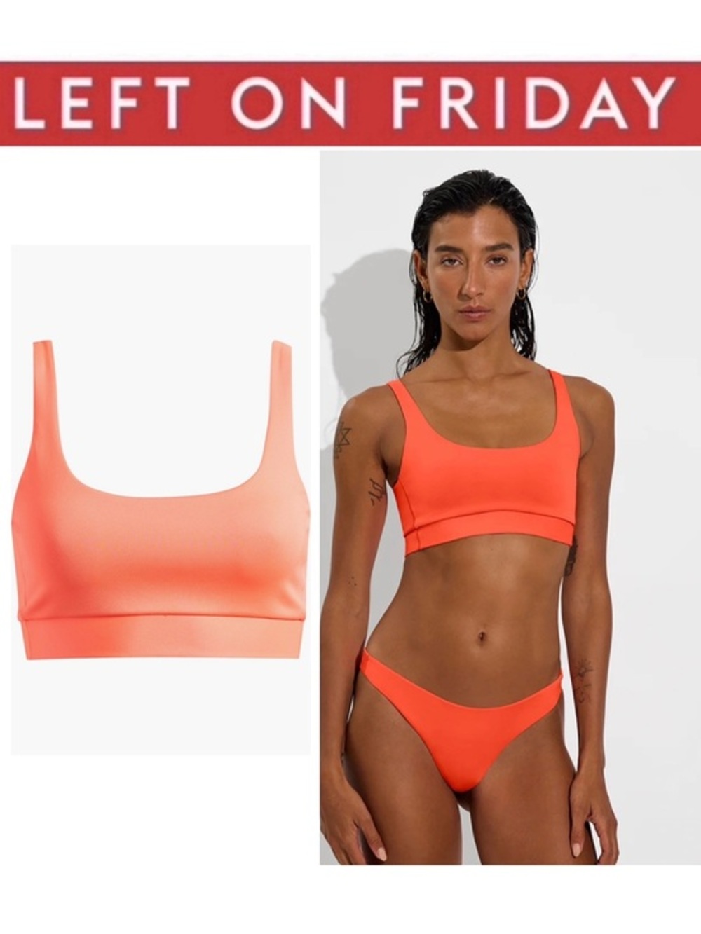 LEFT ON FRIDAY Double Scoop Bikini Top
Aperol Neon Orange NWT